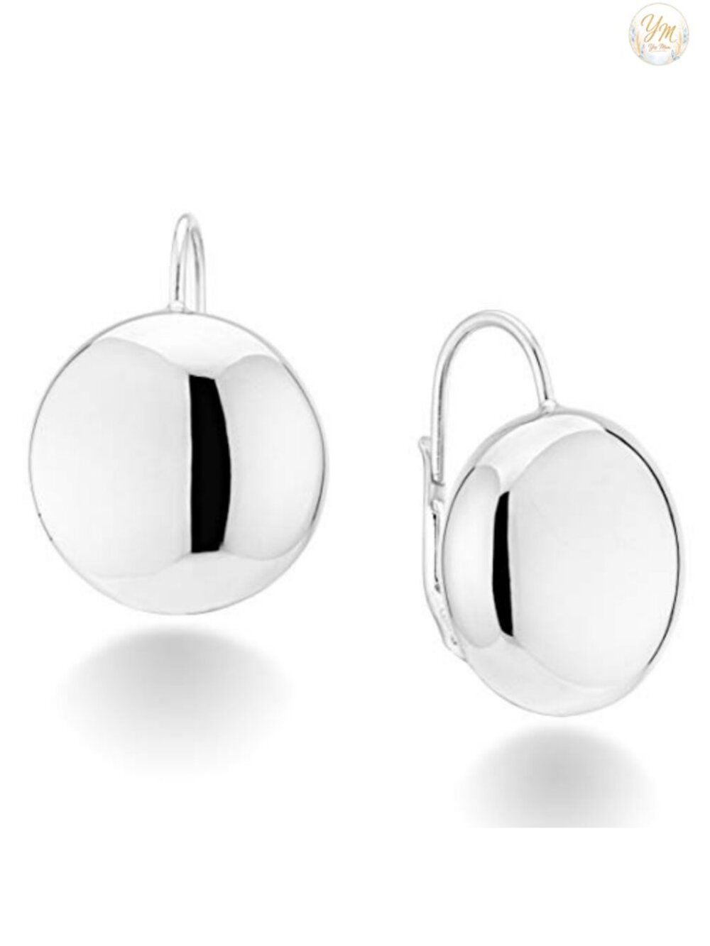 925 Sterling Silver Italian Round Dome Leverback Earrings for Women